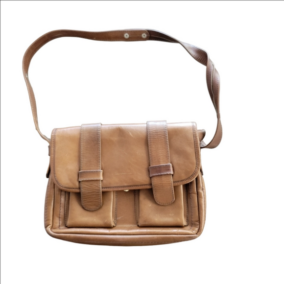 Vintage Swedish Leather Messenger Bag Tete D'Or Brown Unisex - Picture 1 of 6